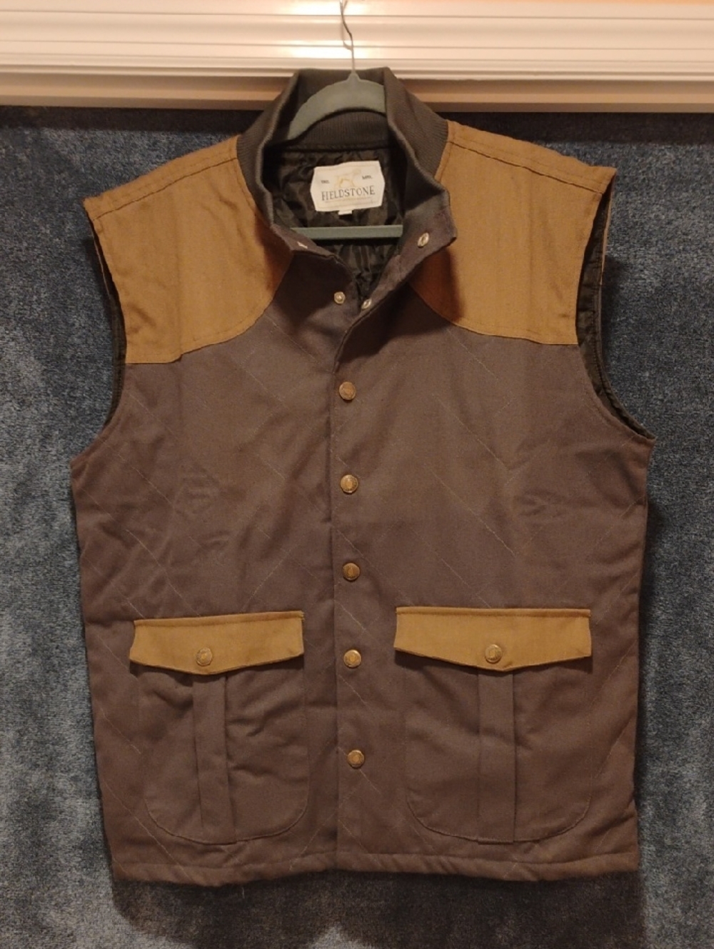 Quilted Brown Vest with Tan Accents